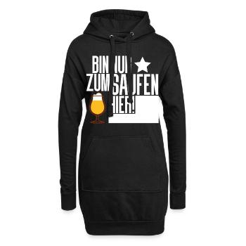 Bin nur zum Saufen hier - Hoodie-Kleid - Schwarz - Vorne