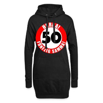 50. Geburtstag Hurra lustiger Spruch - Hoodie-Kleid - Schwarz - Vorne