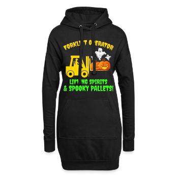 Halloween Geist Gabelstapler Fahrer Kürbis Lustig - Hoodie-Kleid - Schwarz - Vorne