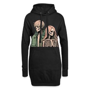 Schließt euch dem Kunstwerk der Skelett-Crew an - Hoodie-Kleid - Schwarz - Vorne
