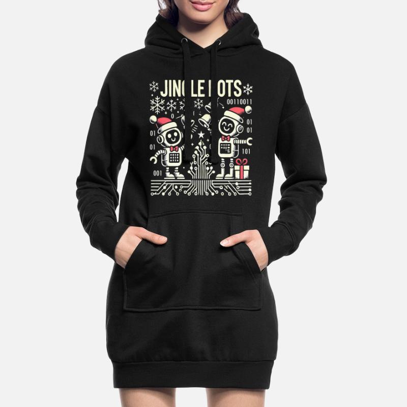 Jingle Bots - Robot de Noël avec code binaire Sweat-shirt à capuche long Femme