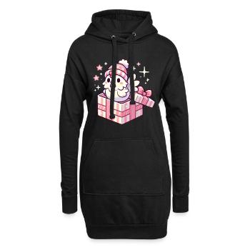 Fröhlicher Hahn in Wintermütze Geschenkbox - Hoodie-Kleid - Schwarz - Vorne