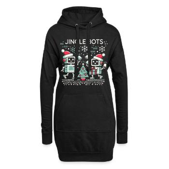 Jingle Bots - Christmas Robots with Binary Code - Hoodie Dress - black - Front