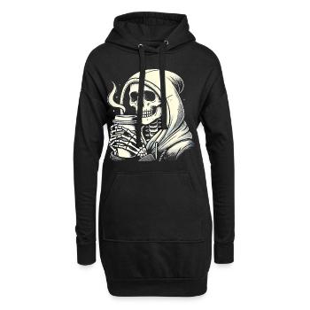 Chill Skeleton avec sweat à capuche café - Sweat-shirt à capuche long Femme - noir - Devant