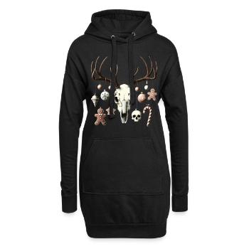 Festlicher Totenschädel mit Weihnachtsschmuck - Hoodie-Kleid - Schwarz - Vorne