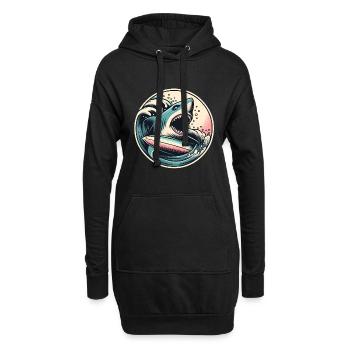 Graphique de surf de requin féroce dans les vagues - Sweat-shirt à capuche long Femme - noir - Devant