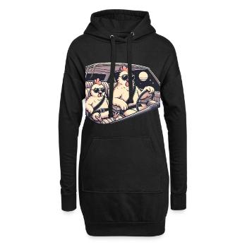 Cool poulets Road Trip Illustration - Sweat-shirt à capuche long Femme - noir - Devant