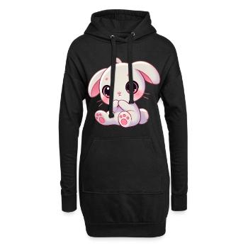 Adorable lapin grignotant graphique - Sweat-shirt à capuche long Femme - noir - Devant