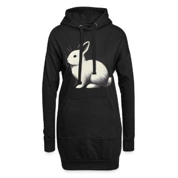 Minimalistische weiße KaninchensilhouetteMinimalistisches Weiß - Hoodie-Kleid - Schwarz - Vorne
