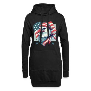 Aigle patriotique avec drapeau américain - Sweat-shirt à capuche long Femme - noir - Devant
