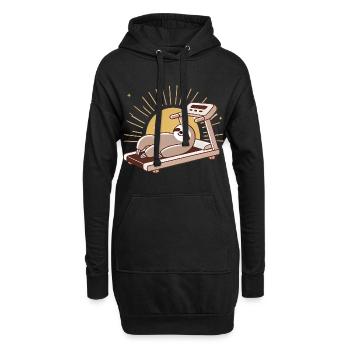 Pensioniertes Faultier auf Laufband Illustration - Hoodie-Kleid - Schwarz - Vorne