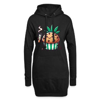 Chill Muffin mit Blattschliff - Hoodie-Kleid - Schwarz - Vorne
