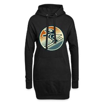 Conception de badge de ski rétro - Sweat-shirt à capuche long Femme - noir - Devant