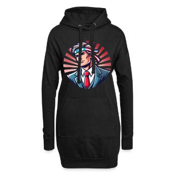 Patriotischer Held mit Flagge Stirnband - Hoodie-Kleid - Schwarz - Vorne
