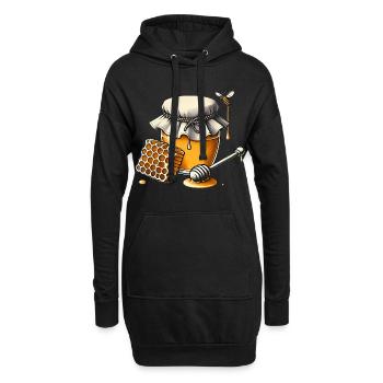 Pot de miel rustique Dégoulinant de nid d’abeille - Sweat-shirt à capuche long Femme - noir - Devant