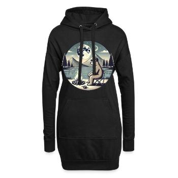 Camping d’ours au bord du lac la nuit - Sweat-shirt à capuche long Femme - noir - Devant
