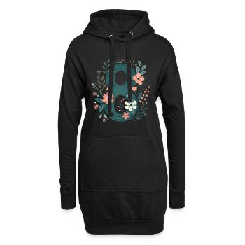 Blumen Zahl 8 Design - Hoodie-Kleid - Schwarz - Vorne