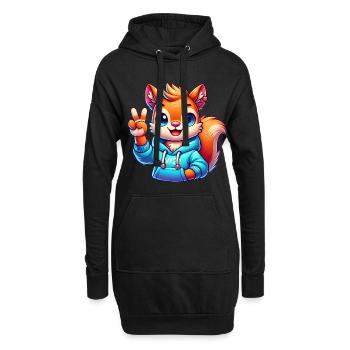 Écureuil de dessin animé paisible en sweat à capuche - Sweat-shirt à capuche long Femme - noir - Devant