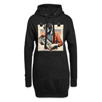 Melodica Player Retro Kunstdesign - Hoodie-Kleid - Schwarz - Vorne