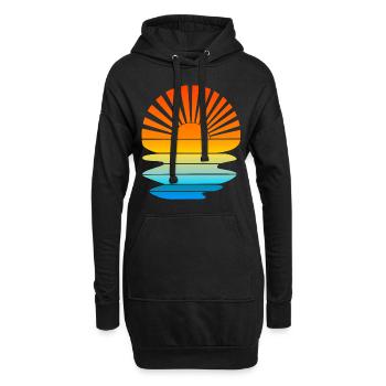 Retro Sonnuntergang mit Wellen - Hoodie-Kleid - Schwarz - Vorne