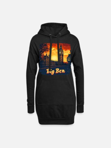 Panoramablick auf den Big Ben - Hoodie-Kleid - Schwarz