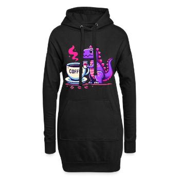Purple Dino dégustant un café - Sweat-shirt à capuche long Femme - noir - Devant