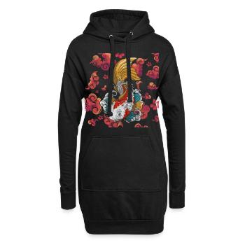 Asien Drache Ninja Aufgehende Sonne - Hoodie-Kleid - Schwarz - Vorne