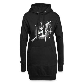 Allumette rétro demi-teinte flamme - Sweat-shirt à capuche long Femme - noir - Devant