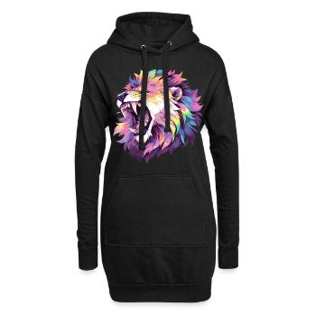 Rugissement d'un lion coloré style pop art - Sweat-shirt à capuche long Femme - noir - Devant