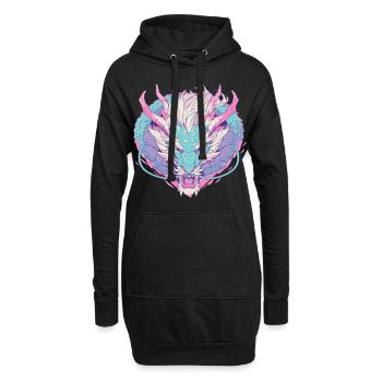 Tête de dragon en style pop art couleurs pastel - Sweat-shirt à capuche long Femme - noir - Devant