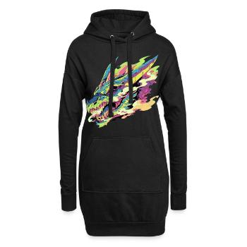 Ein bunter und stilisierter Drache - Hoodie-Kleid - Schwarz - Vorne