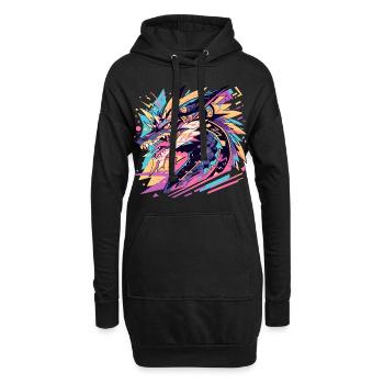 Illustration colorée d'un dragon stylisé - Sweat-shirt à capuche long Femme - noir - Devant