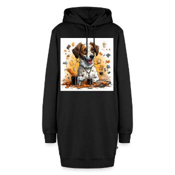 Der koffeinhaltige Wissenschaftler - Hoodie-Kleid - Schwarz - Vorne - AI Model Female 172 light (172cm)