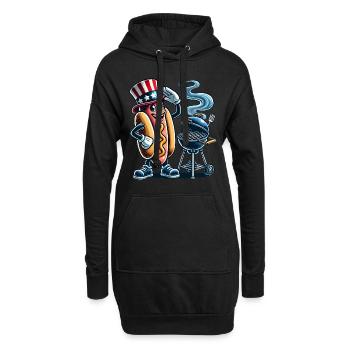 Smokin Hot BBQ Retro Hot Dog Design - Hoodie-Kleid - Schwarz - Vorne