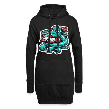 Erschöpfter Buchliebhaber Cartoon Design - Hoodie-Kleid - Schwarz - Vorne