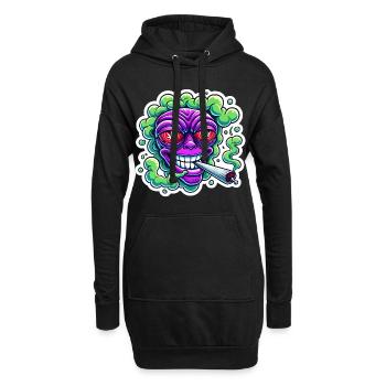 Tête de fumée extraterrestre Autocollant de dessin animé - Sweat-shirt à capuche long Femme - noir - Devant