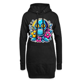 Toter Innerer Schädel mit Regenbogenblumen - Hoodie-Kleid - Schwarz - Vorne