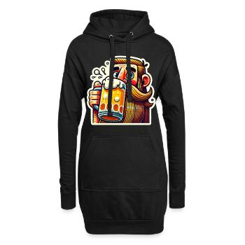 Bärtiger Mann mit Bierkrug Karikatur - Hoodie-Kleid - Schwarz - Vorne