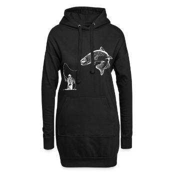 Pêcheurs à la ligne - Sweat-shirt à capuche long Femme - noir - Devant