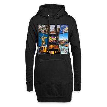 Berlin Skyline Stadt Deutschland Collage Graffiti - Hoodie-Kleid - Schwarz - Vorne