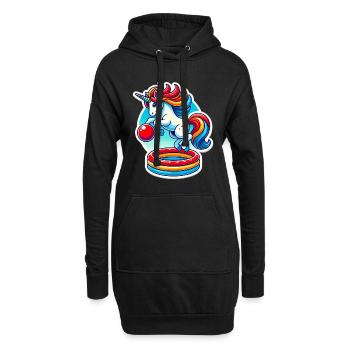 Bunter Einhorn Pool Bounce Spaß - Hoodie-Kleid - Schwarz - Vorne
