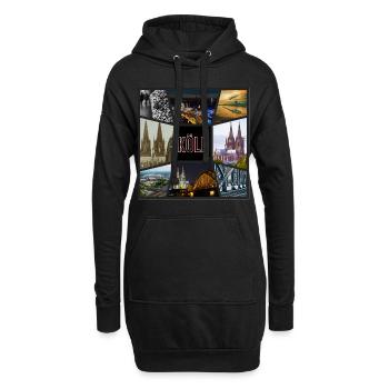 Köln Skyline Stadt Deutschland Collage Graffiti - Hoodie-Kleid - Schwarz - Vorne