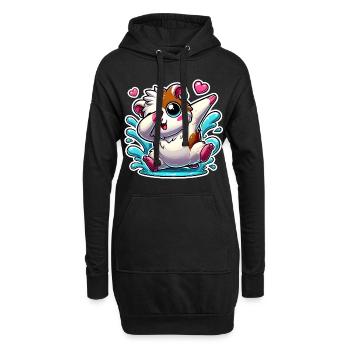 Tupfen Meerschweinchen Cartoon Aufkleber - Hoodie-Kleid - Schwarz - Vorne