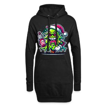 Dessin animé de l’arbre de Noël de la fête - Sweat-shirt à capuche long Femme - noir - Devant