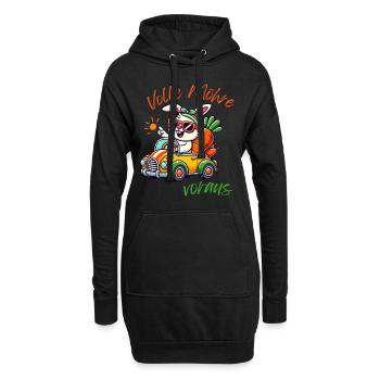 Volle Möhre voraus Hase im Auto - Hoodie-Kleid - Schwarz - Vorne