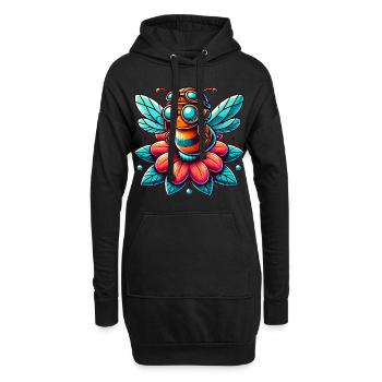 Abeille aviatrice mignonne sur la conception de la fleur - Sweat-shirt à capuche long Femme - noir - Devant