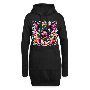 Flammes féroces Sphynx Cat Valentine - Sweat-shirt à capuche long Femme - noir - Devant