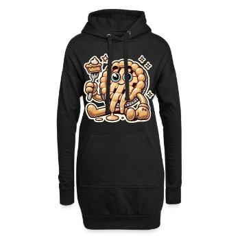 Lustiges existenzielles Kuchen-Cartoon-Design - Hoodie-Kleid - Schwarz - Vorne
