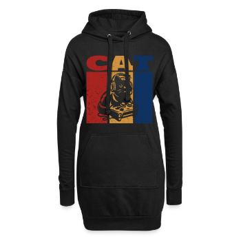 Die Gamer Cat Retro Design - Hoodie-Kleid - Schwarz - Vorne