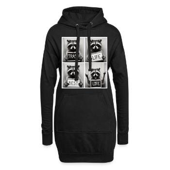 Raton laveur – La vie à la poubelle La meilleure vie - Sweat-shirt à capuche long Femme - noir - Devant